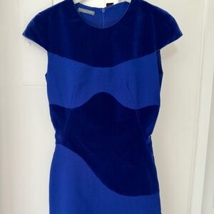 Alexander McQueen Royal Blue Velvet & Crepe Mini Dress – A Timeless Statement of